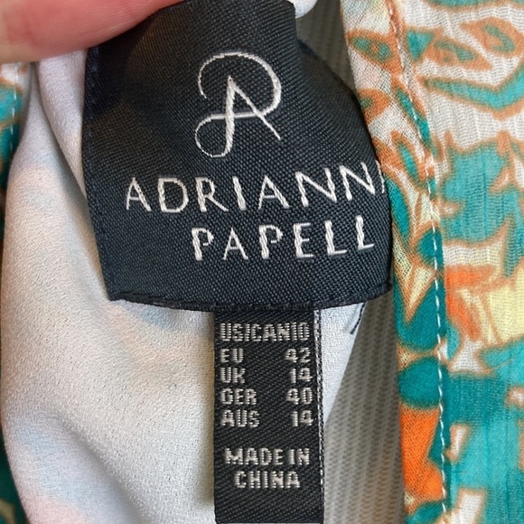 Adrianna Papell Dress 10 Floral Leaf Chiffon Pleated Fit & Flare Midi Feminine - Picture 12 of 16